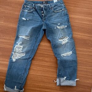Abercrombie & Fitch Distressed Medium Blue Boyfriend Jeans